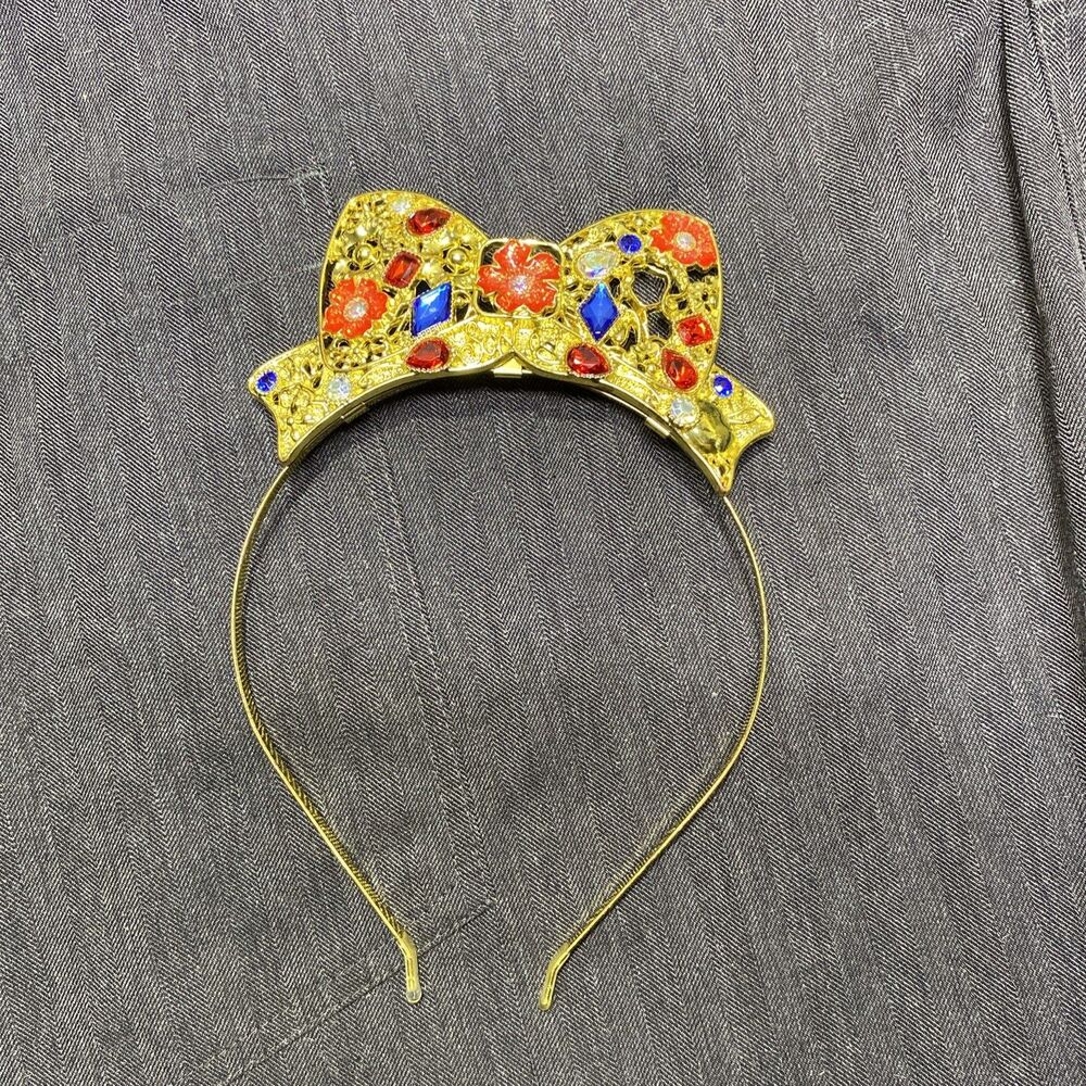 Disney Princess Snow White Gold Metal Jeweled Red Blue Headband Dress up Play
